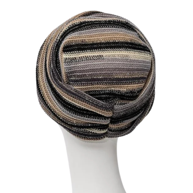 Zoya Turban – Black Autumn Stripes