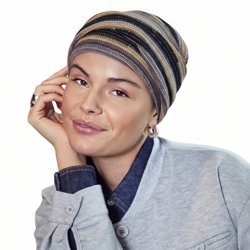Zoya Turban – Black Autumn Stripes