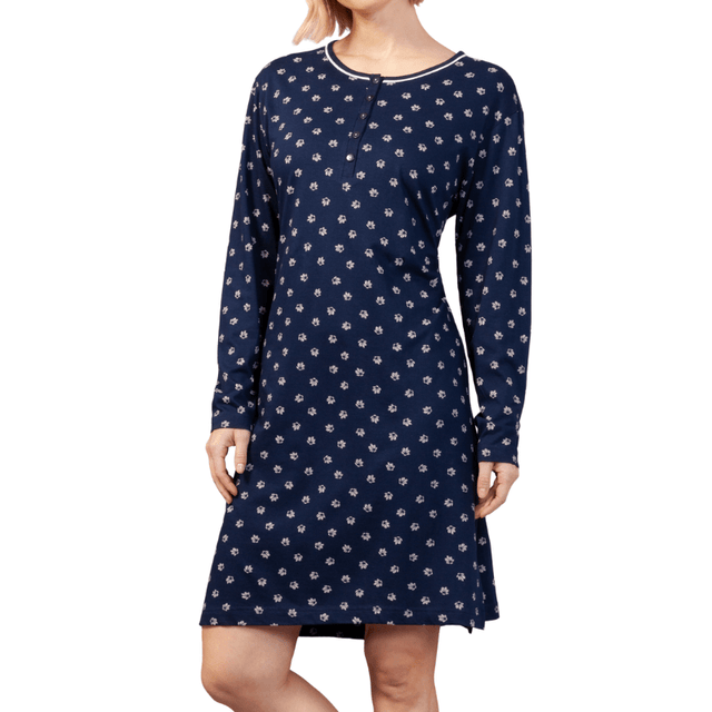 Natkjole med lange ærmer - Mørkeblå