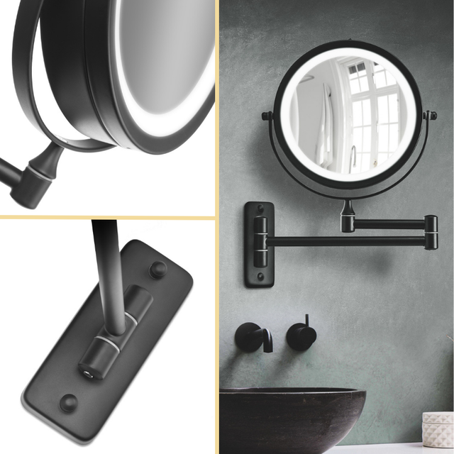 Væghængt makeup-spejl - Sort