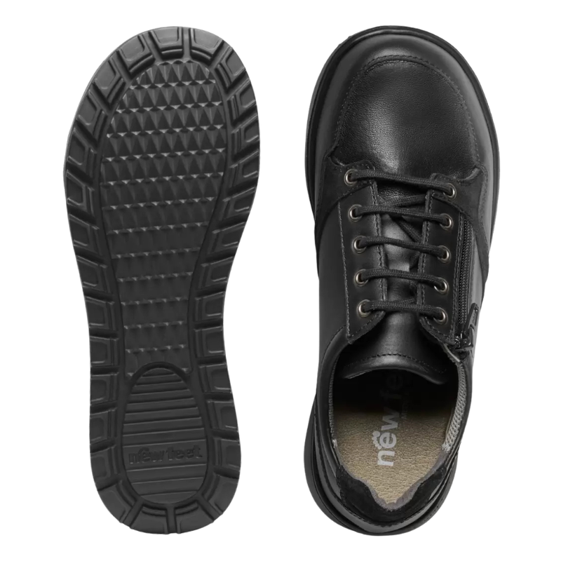 New Feet damesschoen met veter en ritssluiting - Zwart