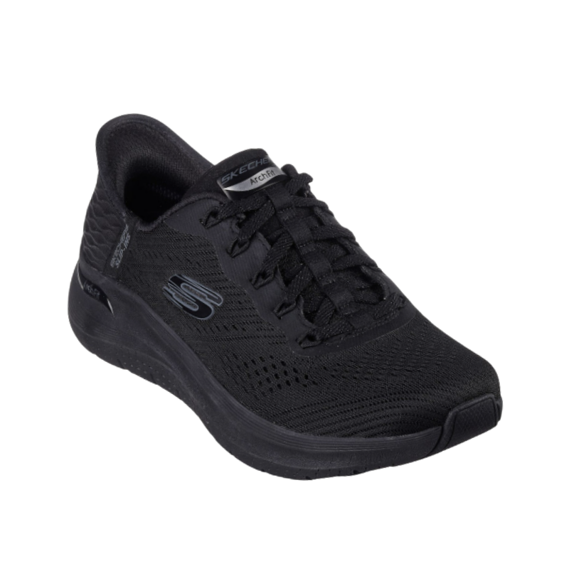 Skechers brede slip-in damessneaker - Zwart