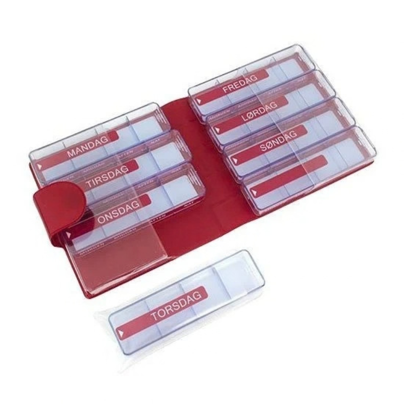 Grote pillendoosjes in etui - Medimax - Rood