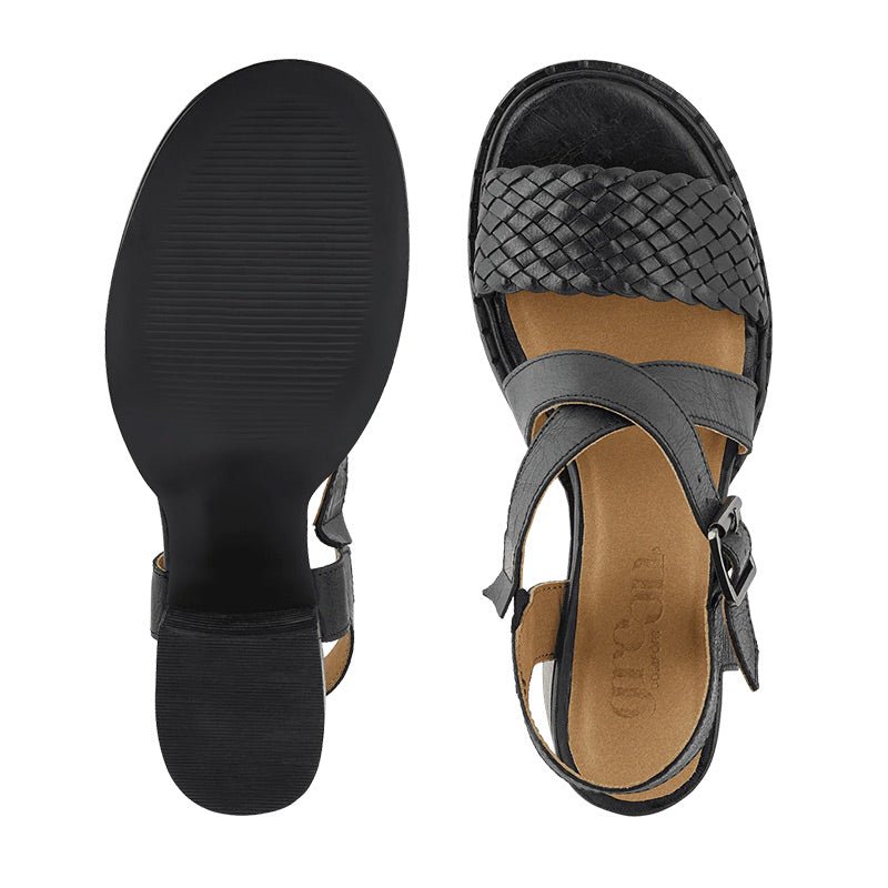 Green Comfort damesandal med hæl - Sort - Seniorshop