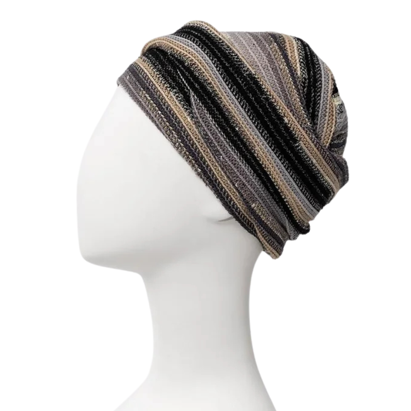 Zoya Turban – Black Autumn Stripes