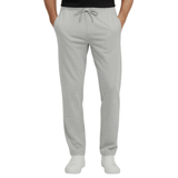 Grijze joggingbroek met trekkoord in de taille en ritszakken, van voren gezien op een persoon