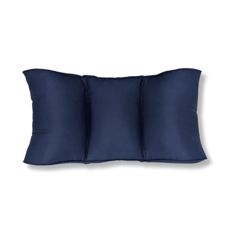 Blauw lendenkussen met natuurvezels, verdeeld in drie kamers voor stabiele rugsteun