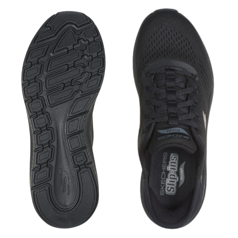 Skechers brede slip-in damessneaker - Zwart