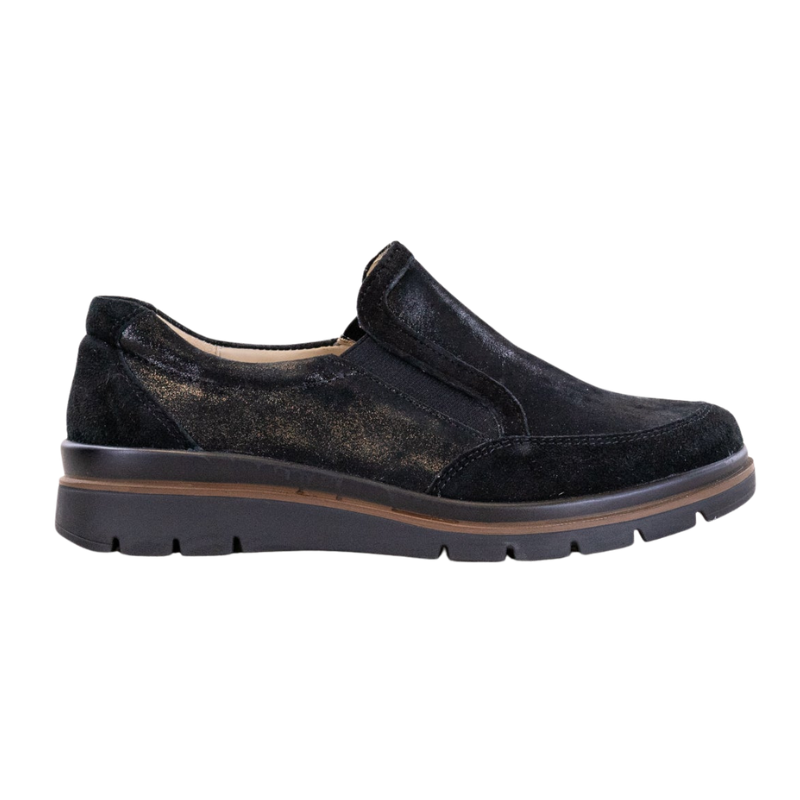 Fidelio Hüttenschuhe mit Stretch - Schwarz