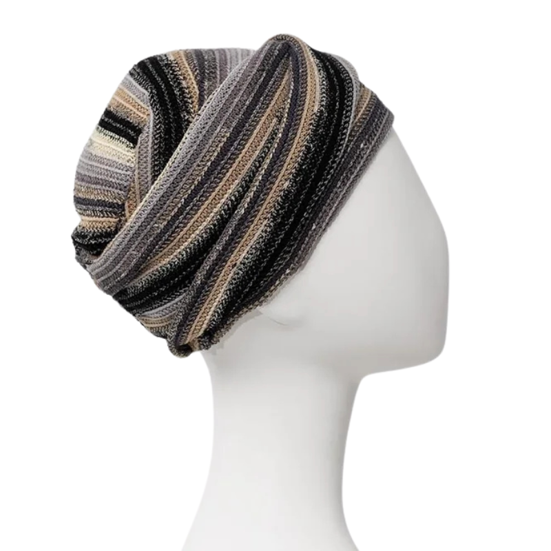 Zoya Turban – Black Autumn Stripes