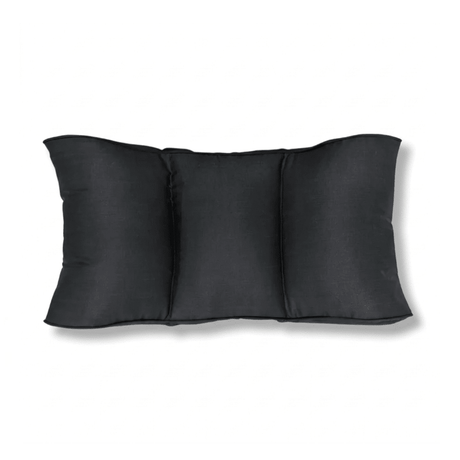 Zwart lendekussen met natuurvezel, vooraanzicht, met drie kamers voor gelijkmatige ondersteuning