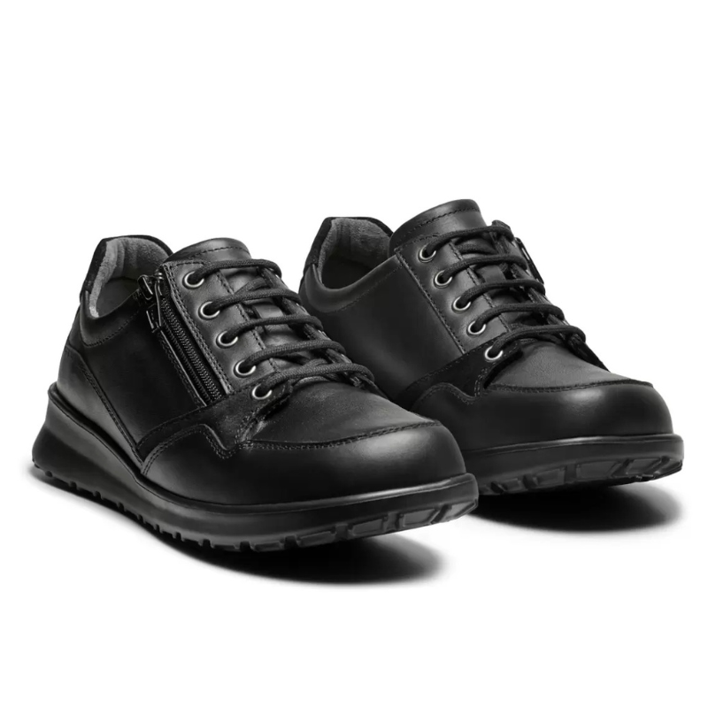 New Feet damesschoen met veter en ritssluiting - Zwart