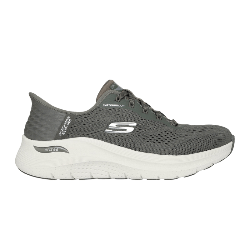 Skechers vandtæt slip - in damesneaker - Oliven
