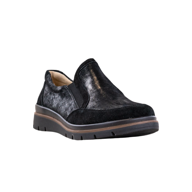 Fidelio Hüttenschuhe mit Stretch - Schwarz