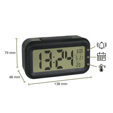 Wekker met LCD Display - Zwart