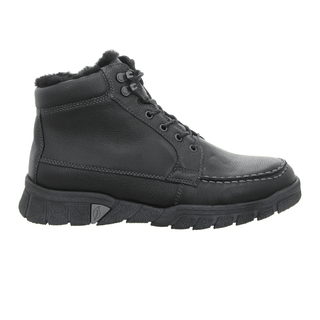 Schwarzer Waldläufer Herrenstiefel aus Nappaleder mit Schnürsenkeln und warmem Futter, von der Seite