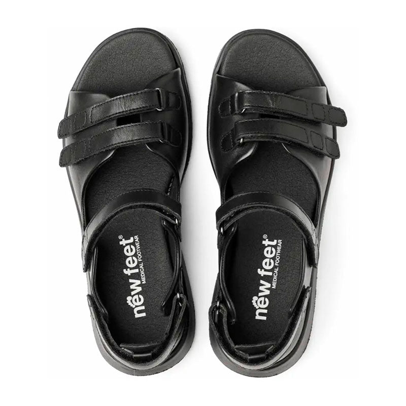 New Feet damesandal i skind - Sort