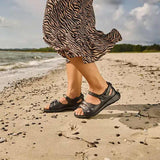New Feet damesandal i skind - Sort