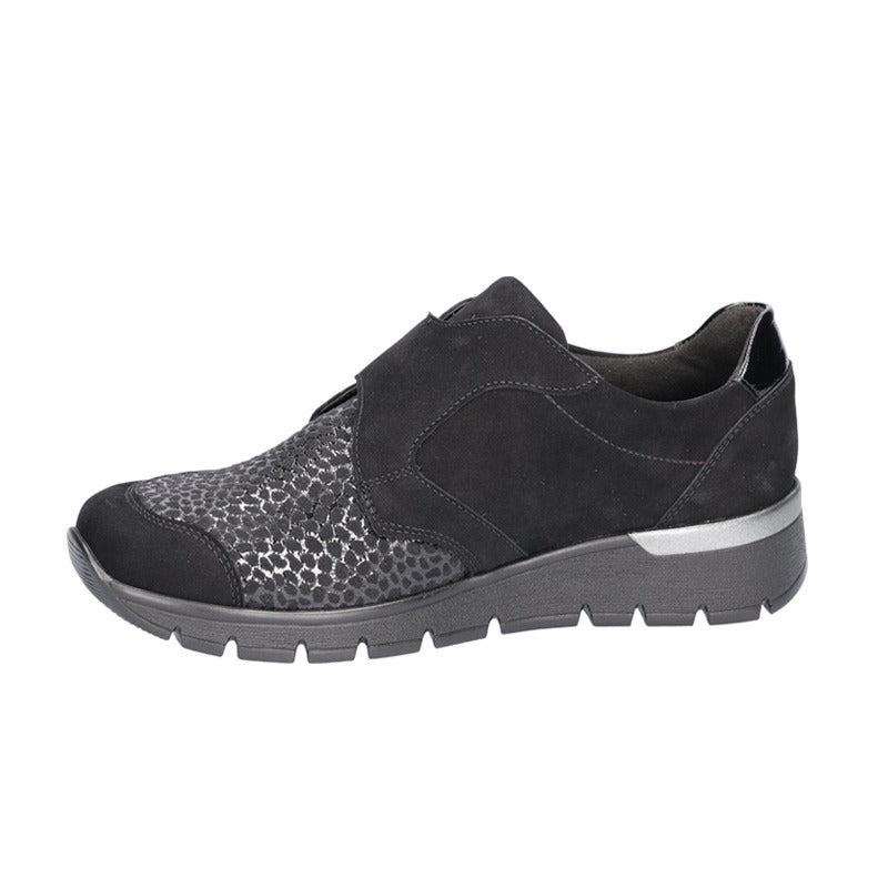Breite Damenschuhe, Schwarz, Waldläufer