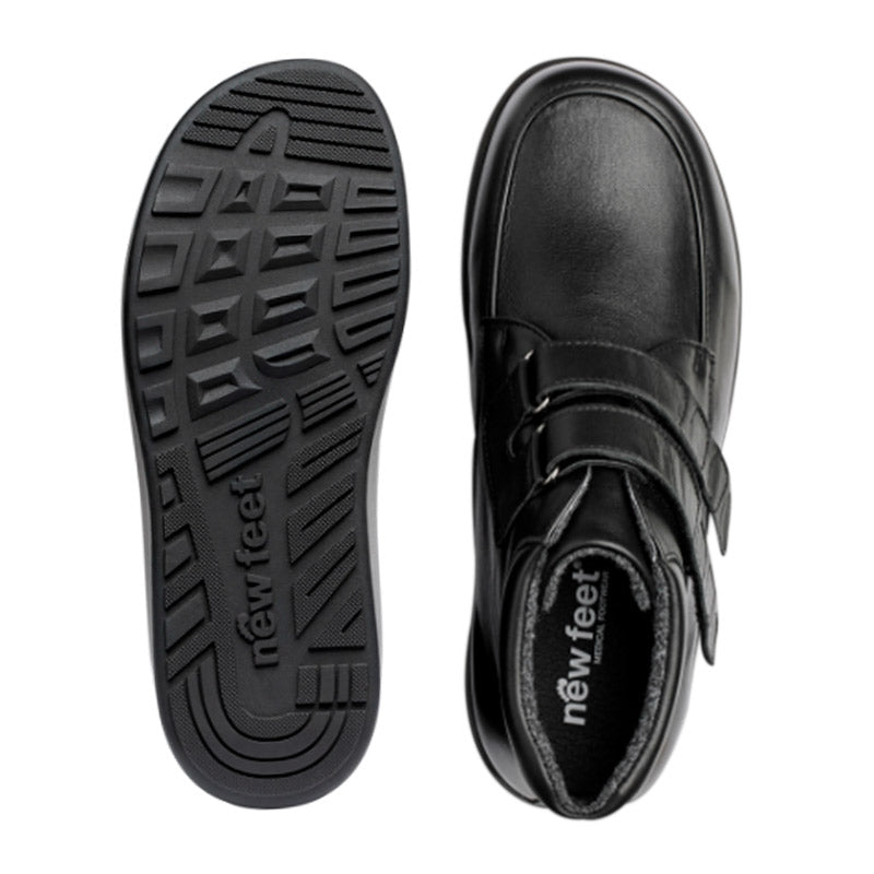 Lage herenlaars, Zwart leer, New Feet