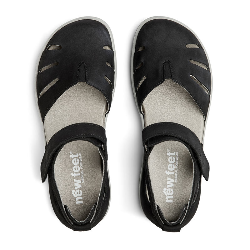 New Feet lukket damesandal - Sort