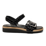 New Feet damesandal - Sort kroko
