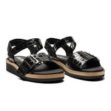 New Feet damesandal - Sort kroko