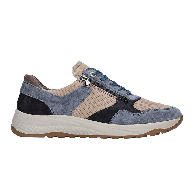 Herensneaker, Beige/Blauw, Waldläufer