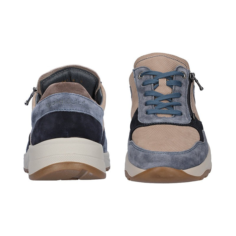 Herensneaker, Beige/Blauw, Waldläufer