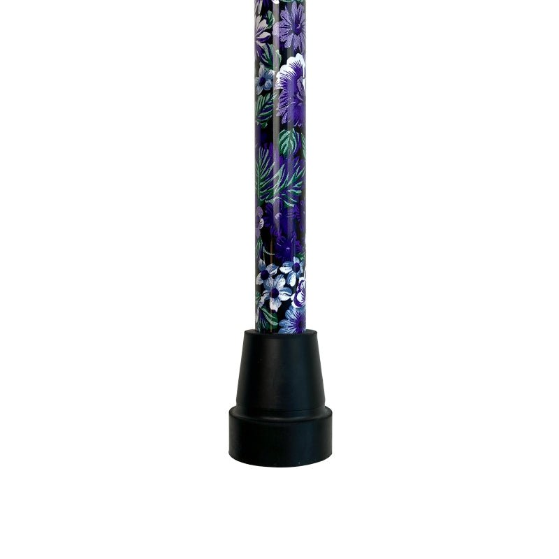 Stok med justerbar højde - Lilla blomster - Seniorshop