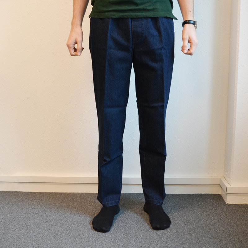 Jeans med elastik i taljen - Blå