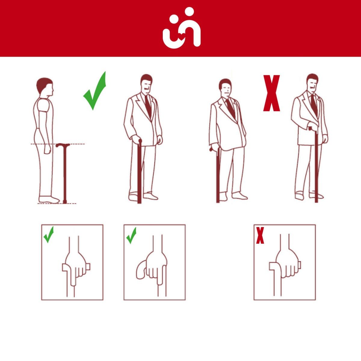 Justerbar stok - Ergonomisk håndtag, Højre - Seniorshop